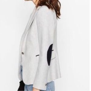 Zara blazer with navy elbow patch